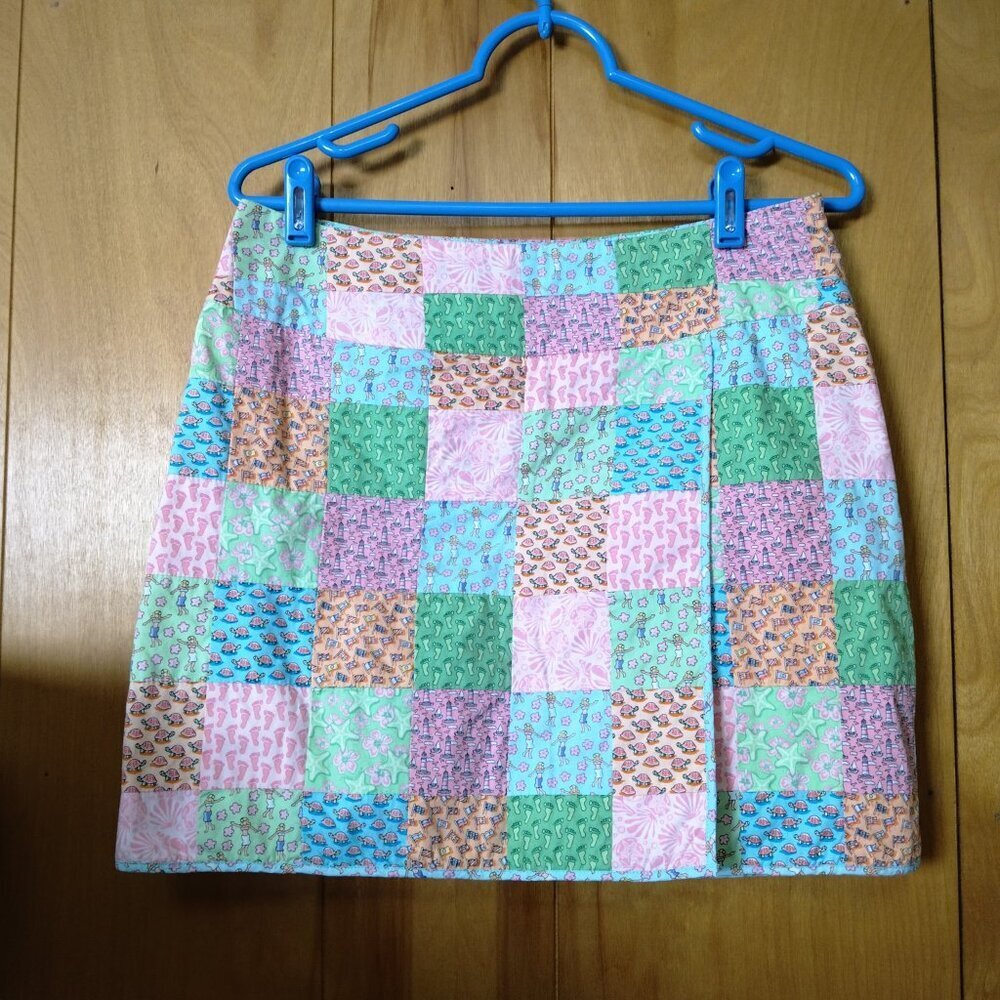 Vineyard Vines Patchwork Faux Wrap Mini Skirt Size 4 Boho Cottagecore Sporty